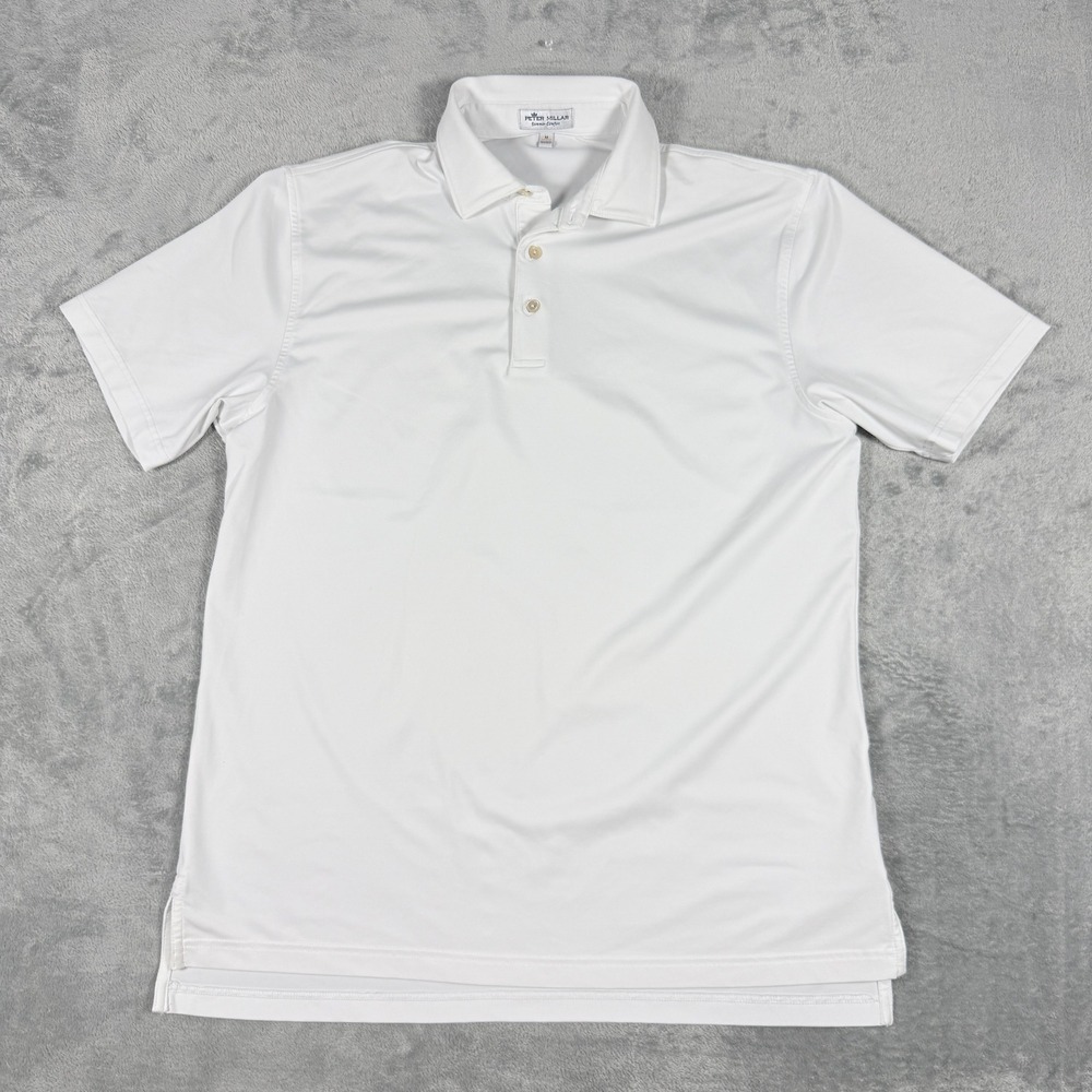 Peter Millar Summer Comfort Mens M Polo Shirt White Performance Short Sleeve